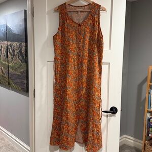 Toad&Co Manzana Midi Tank Dress - Burnt Ochre Floral Print